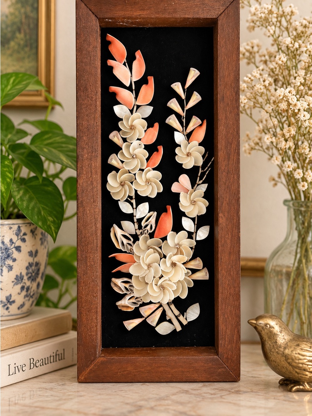 Handcrafted Shell Floral Wall Art - Home Accents